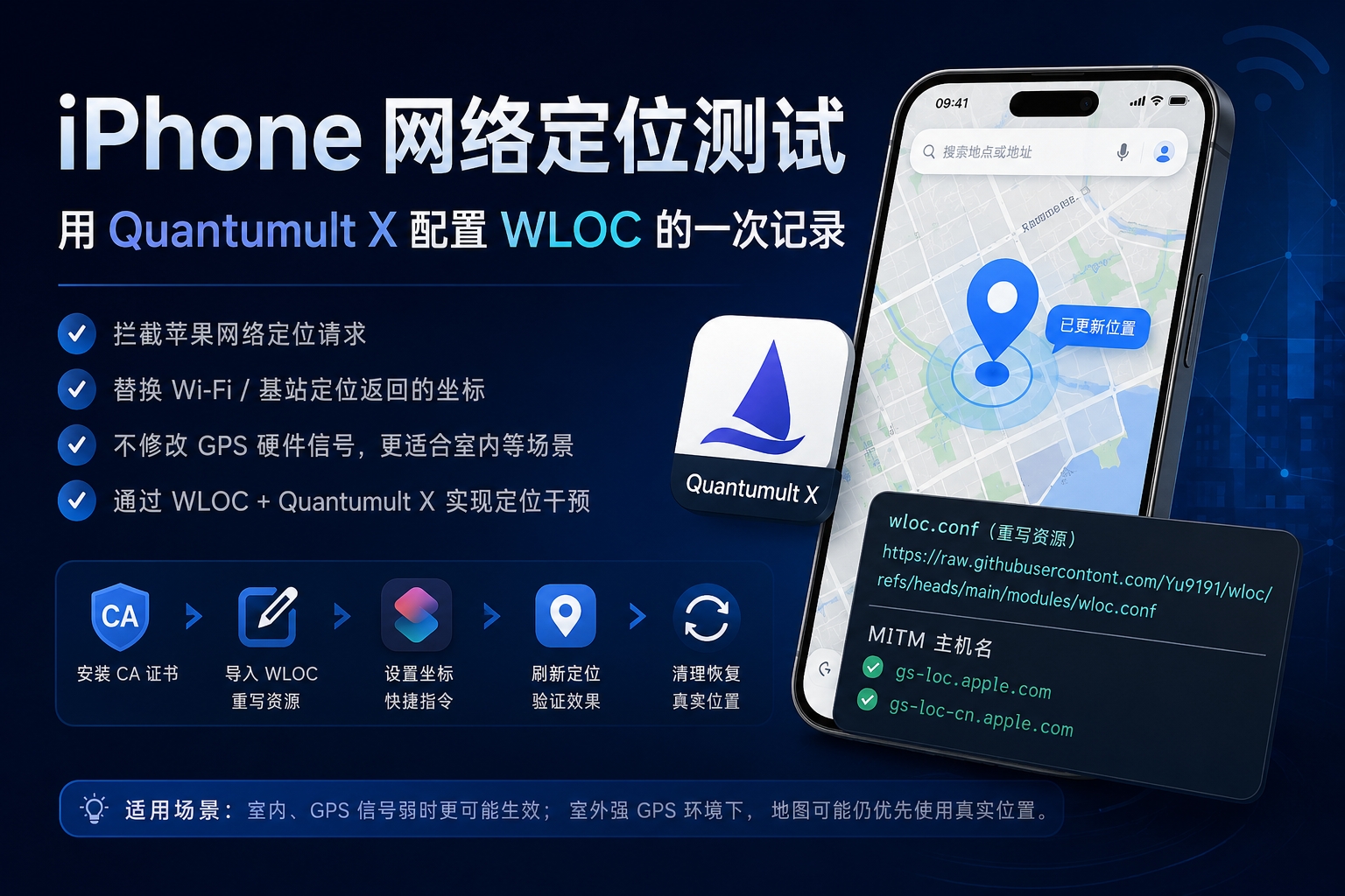 iPhone 网络定位测试：用 Quantumult X 配置 WLOC 的一次记录